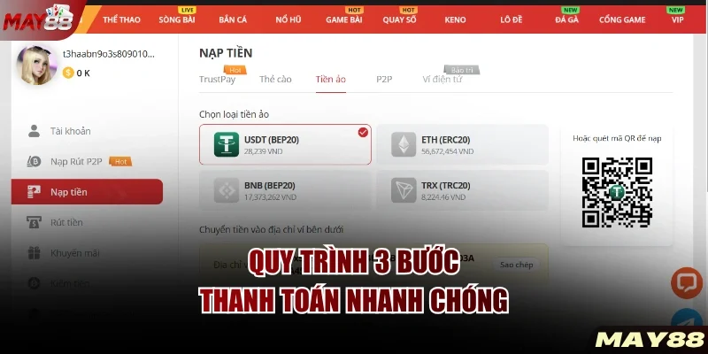 Quy trình 3 bước thanh toán nhanh chóng